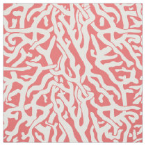 Beach Coral Reef Pattern in Coral Pink and White Fabric
