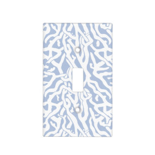 Beach Coral Reef Pattern in Gray Blue and White Light Switch Cover