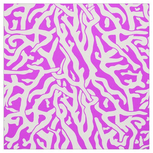 Beach Coral Reef Pattern in Purple and White Fabric