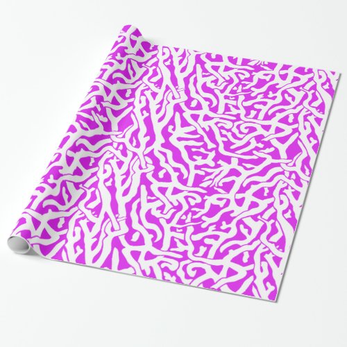 Beach Coral Reef Pattern in Purple and White Wrapping Paper