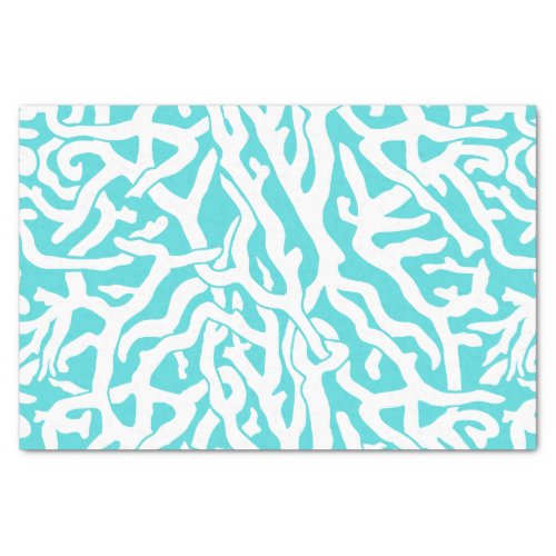 Beach Coral Reef Pattern Nautical Blue White Tissue Paper