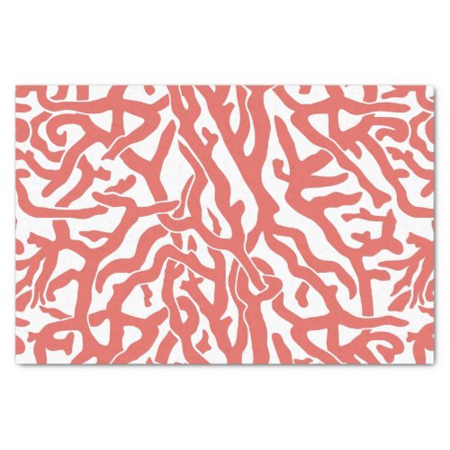 Beach Coral Reef Pattern Nautical Coral Pink White Tissue Paper