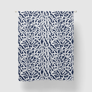 Beach Coral Reef Pattern Nautical Navy Blue White Blackout Curtains