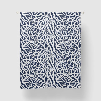 Beach Coral Reef Pattern Nautical Navy Blue White Blackout Curtains