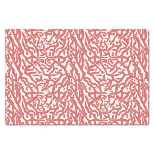 Beach Coral Reef Pattern Nautical Pink White V2 Tissue Paper