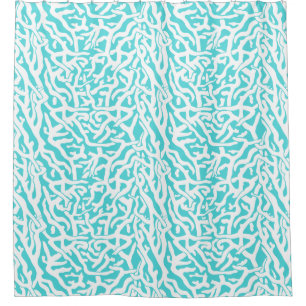 Beach Coral Reef Pattern Nautical White Aqua Blue Shower Curtain