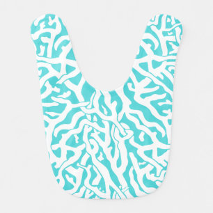 Beach Coral Reef Pattern Nautical White Blue Baby Bib