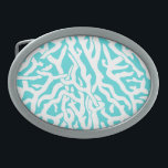 Beach Coral Reef Pattern Nautical White Blue Belt Buckle<br><div class="desc">This pretty ocean / beach-inspired repeating nautical pattern looks like an intricately-woven coral reef in white on a beachy - blue background. The elegant coral reef pattern is done in a stencil look. The color of blue is reminiscent of bright, clear tropical seas. This simple, modern design is perfect for...</div>