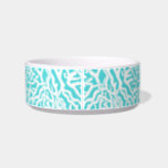 Beach Coral Reef Pattern Nautical White Blue Bowl<br><div class="desc">This pretty ocean / beach-inspired repeating nautical pattern looks like an intricately-woven coral reef in white on a beachy - blue background. The elegant coral reef pattern is done in a stencil look. The color of blue is reminiscent of bright, clear tropical seas. This simple, modern design is perfect for...</div>