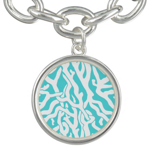 Beach Coral Reef Pattern Nautical White Blue Bracelet