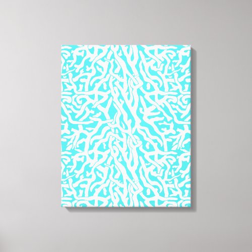 Beach Coral Reef Pattern Nautical White Blue Canvas Print