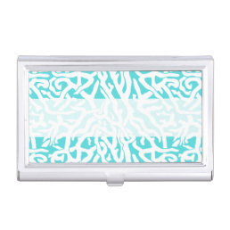 Beach Coral Reef Pattern Nautical White Blue Case For Business Cards