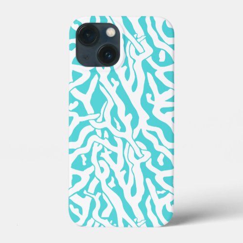 Beach Coral Reef Pattern Nautical White Blue iPhone 13 Mini Case