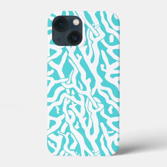 Beach Coral Reef Pattern Nautical White Blue Case-Mate iPhone Case (Back)