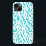Beach Coral Reef Pattern Nautical White Blue iPhone 13 Case<br><div class="desc">This pretty ocean / beach-inspired repeating nautical pattern looks like an intricately-woven coral reef in white on a beachy - blue background. The original, elegant coral reef design is made in a stencil look. The color of blue is reminiscent of bright, clear tropical seas. This simple, modern design is perfect...</div>