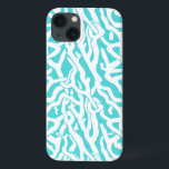 Beach Coral Reef Pattern Nautical White Blue iPhone 13 Case<br><div class="desc">This pretty ocean / beach-inspired repeating nautical pattern looks like an intricately-woven coral reef in white on a beachy - blue background. The original, elegant coral reef design is made in a stencil look. The color of blue is reminiscent of bright, clear tropical seas. This simple, modern design is perfect...</div>