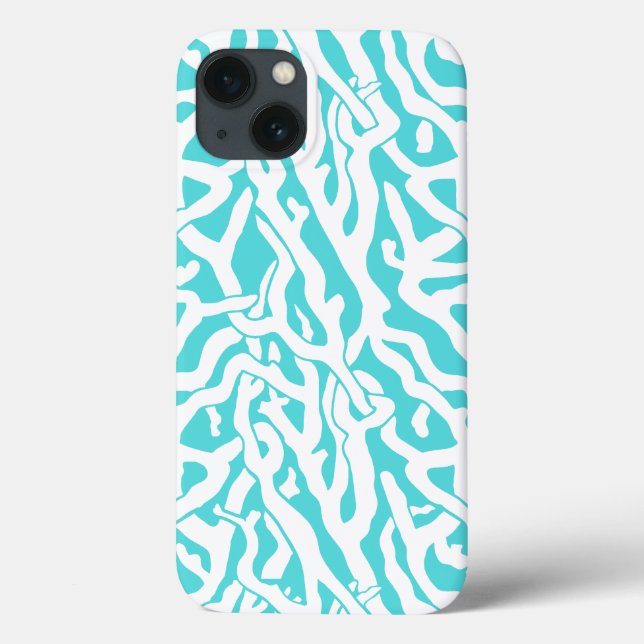 Beach Coral Reef Pattern Nautical White Blue Case-Mate iPhone Case (Back)