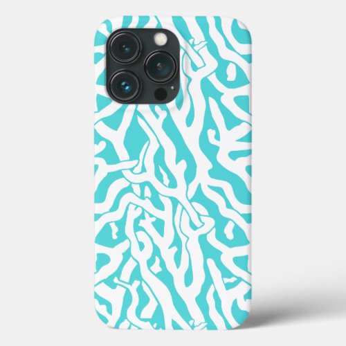 Beach Coral Reef Pattern Nautical White Blue iPhone 13 Pro Case