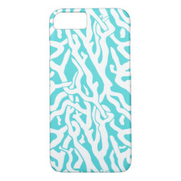Beach Coral Reef Pattern Nautical White Blue iPhone 8/7 Case