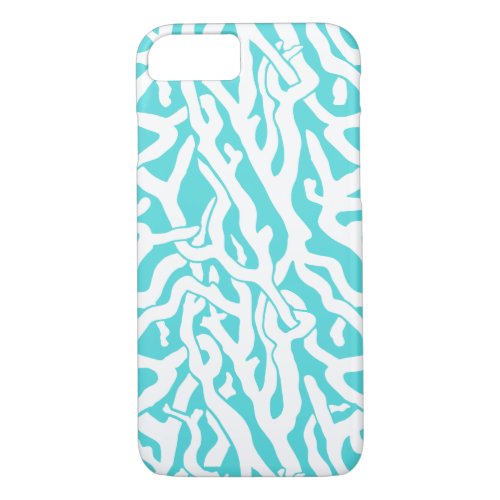 Beach Coral Reef Pattern Nautical White Blue iPhone 87 Case