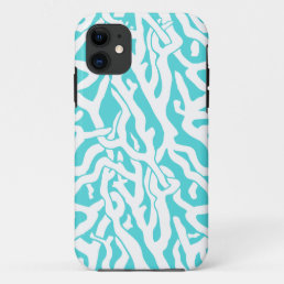 Beach Coral Reef Pattern Nautical White Blue iPhone 11 Case