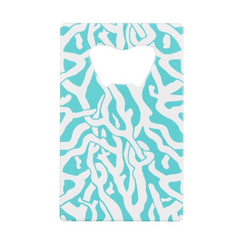 Beach Coral Reef Pattern Nautical White Blue Credit Card Bottle Opener