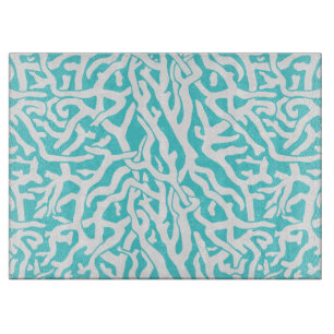 Beach Coral Reef Pattern Nautical White Blue Cutting Board