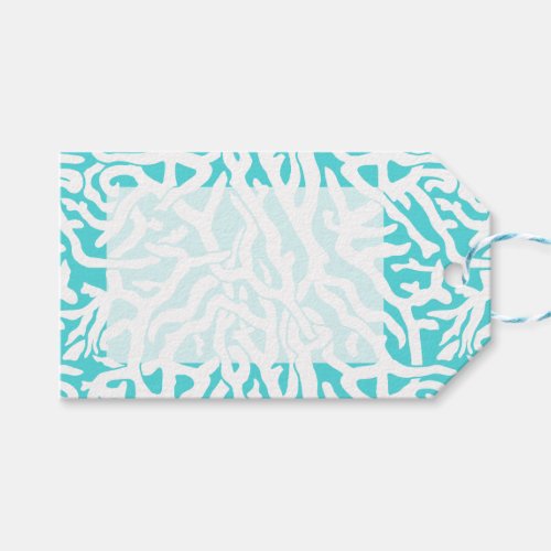 Beach Coral Reef Pattern Nautical White Blue Gift Tags