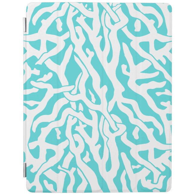 Beach Coral Reef Pattern Nautical White Blue iPad Smart Cover (Front)