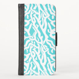 Beach Coral Reef Pattern Nautical White Blue iPhone XS Wallet Case