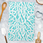 Beach Coral Reef Pattern Nautical White Blue Kitchen Towel<br><div class="desc">This pretty ocean / beach-inspired repeating nautical pattern looks like an intricately-woven coral reef in white on a beachy - blue background. The elegant coral reef pattern is done in a stencil look. The color of blue is reminiscent of bright, clear tropical seas. This simple, modern design is perfect for...</div>
