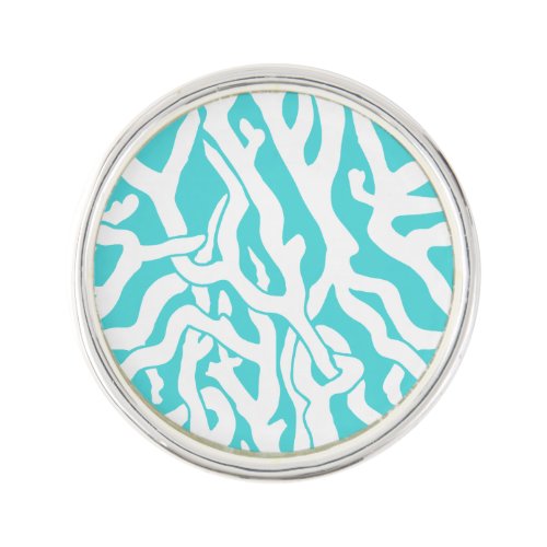 Beach Coral Reef Pattern Nautical White Blue Lapel Pin