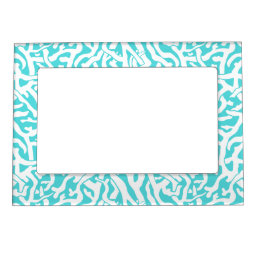 Beach Coral Reef Pattern Nautical White Blue Magnetic Frame