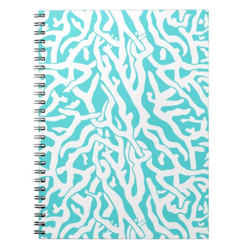 Beach Coral Reef Pattern Nautical White Blue Notebook
