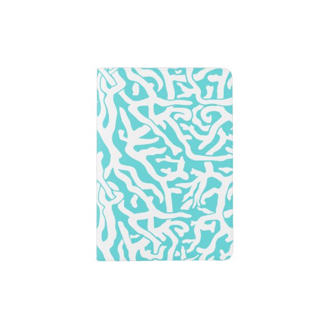 Beach Coral Reef Pattern Nautical White Blue Passport Holder (Front)