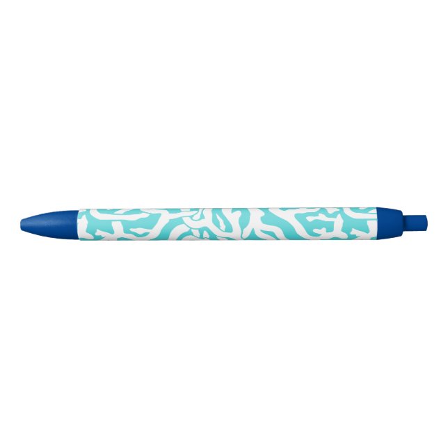 Beach Coral Reef Pattern Nautical White Blue Pen (Front)