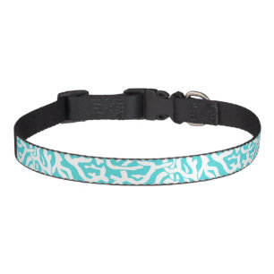 Beach Coral Reef Pattern Nautical White Blue Pet Collar
