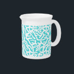 Beach Coral Reef Pattern Nautical White Blue Pitcher<br><div class="desc">This pretty ocean / beach-inspired repeating nautical pattern looks like an intricately-woven coral reef in white on a beachy - blue background. The elegant coral reef pattern is done in a stencil look. The color of blue is reminiscent of bright, clear tropical seas. This simple, modern design is perfect for...</div>