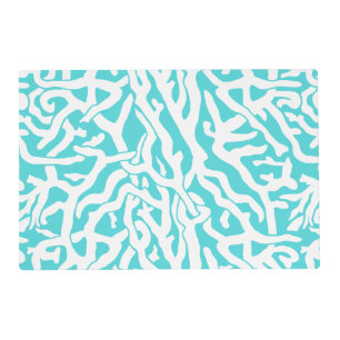 Beach Coral Reef Pattern Nautical White Blue Placemat