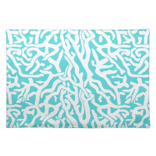 Beach Coral Reef Pattern Nautical White Blue Placemat