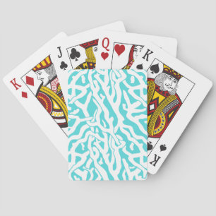Beach Coral Reef Pattern Nautical White Blue Poker Cards