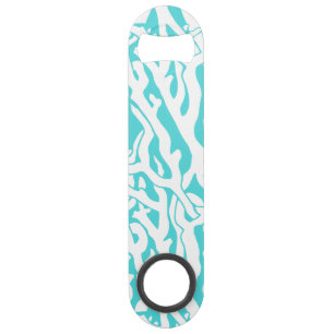 Beach Coral Reef Pattern Nautical White Blue Speed Bottle Opener