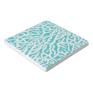 Beach Coral Reef Pattern Nautical White Blue Trivet