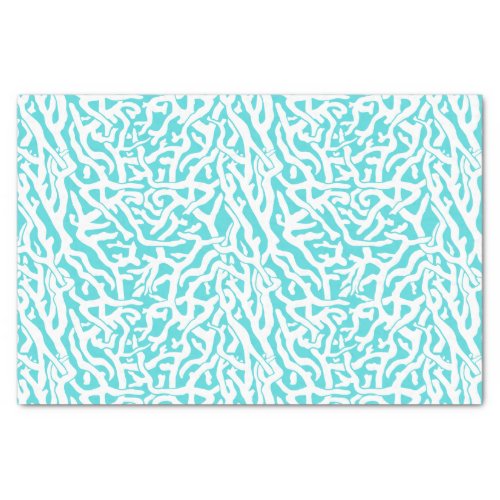Beach Coral Reef Pattern Nautical White Blue v2 Tissue Paper