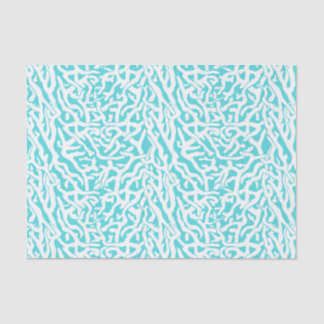 Beach Coral Reef Pattern Nautical White Blue v2 Tissue Paper