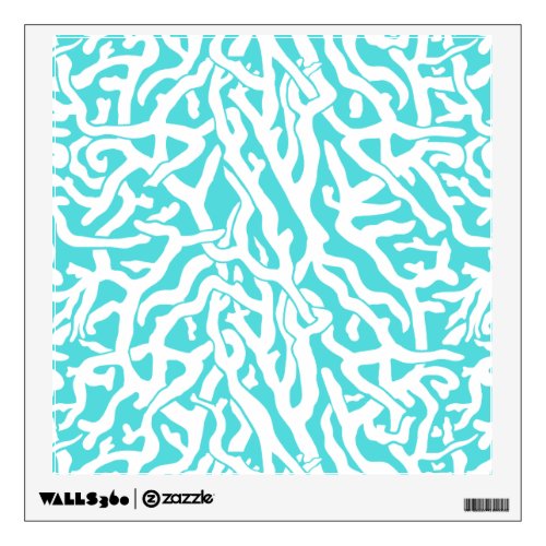 Beach Coral Reef Pattern Nautical White Blue Wall Sticker