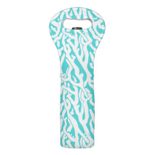 Beach Coral Reef Pattern Nautical White Blue Wine Bag