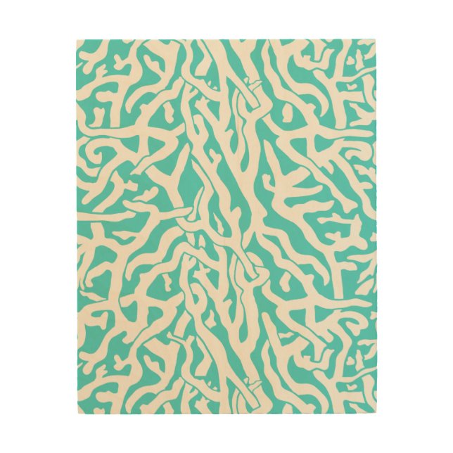 Beach Coral Reef Pattern Nautical White Blue Wood Wall Decor (Front)