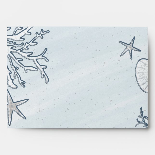 Beach Coral Reef Sea Shell & Starfish Envelopes (Front)