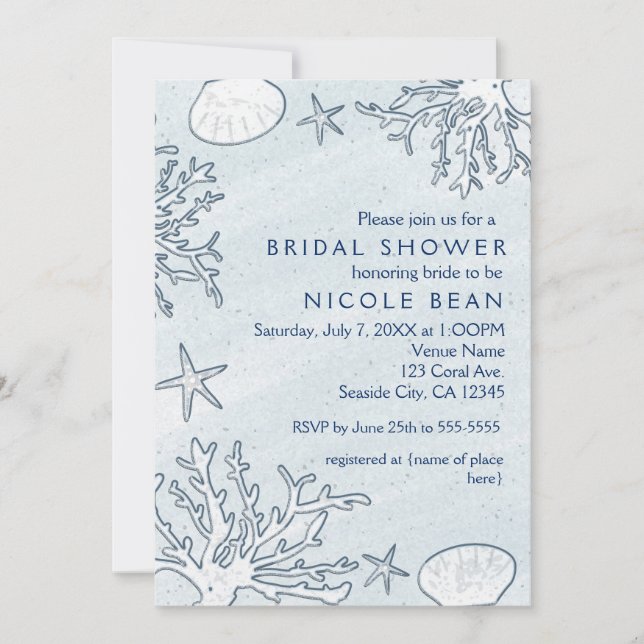 Beach Coral Reef Sea Shell & Starfish Invitations (Front)